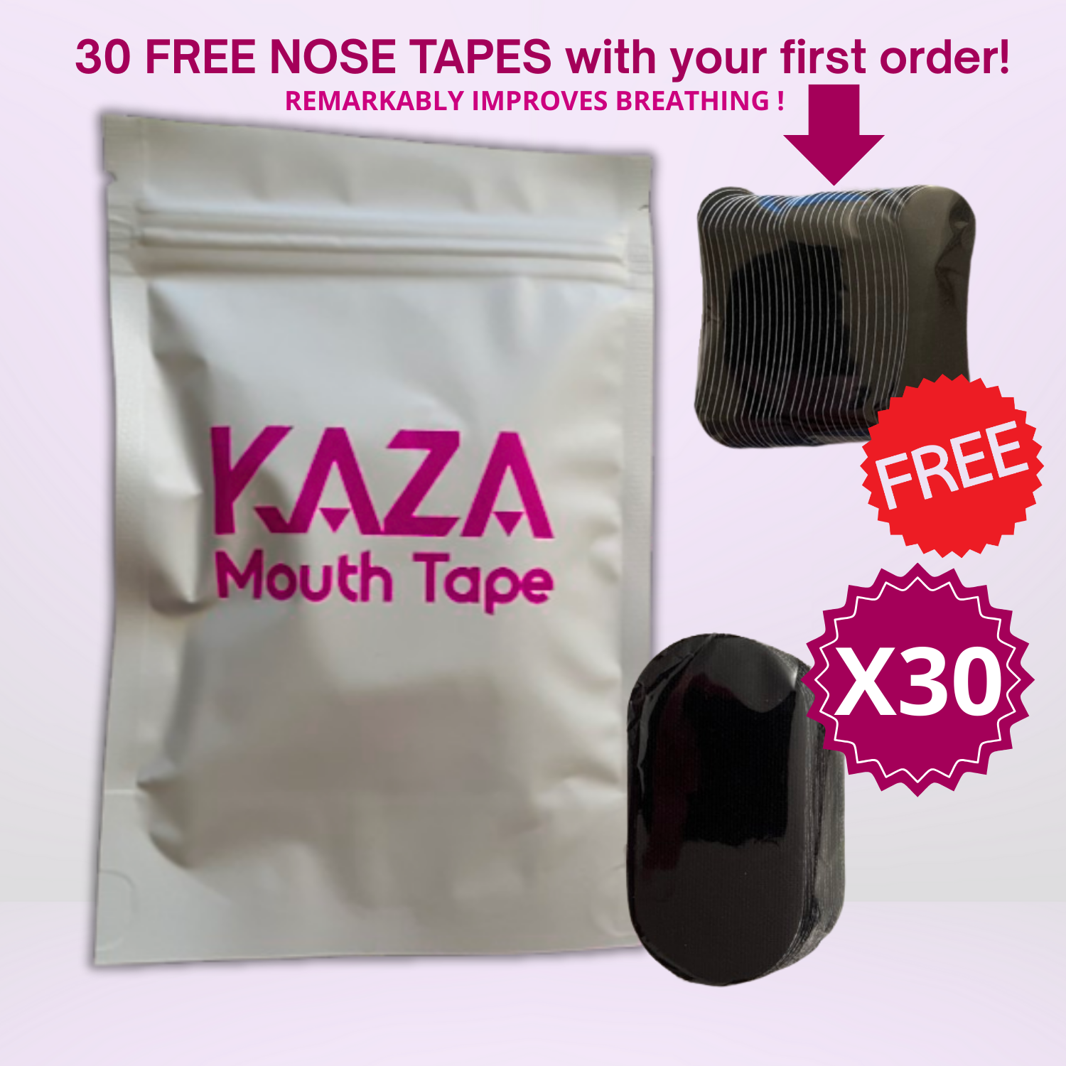 Anti-Snoring Kaza Mouth tape Based on Sleep Experts Principles (Pack of 30 nose tapes for a limited time!)